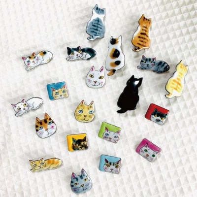七宝焼き 後猫 ブローチ のび工房[ADZ009]
