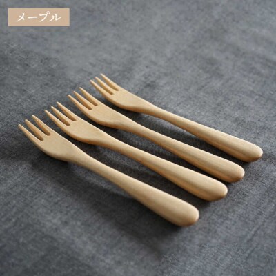 木製デザートフォーク 4本セット 糸島/ダブルダブルファニチャー [APE027]