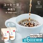 【全6回定期便】中煎りコーヒー 豆 ウニドスブレンド 250g×2袋(豆or粉) [AQF022]