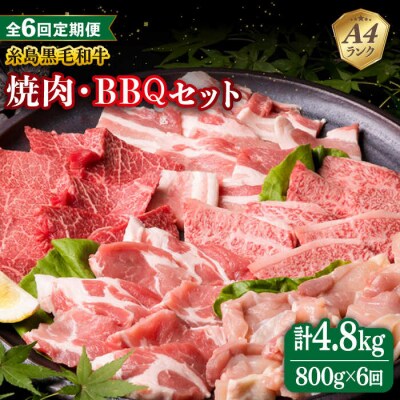 【全6回定期便】焼肉・バーベキューセット 計800g 糸島市/糸島ミートデリ工房 [ACA273]