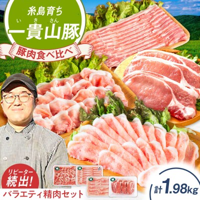 一貴山豚 精肉バラエティセット 計1980g 糸島市/いきさん牧場 豚肉 [AGB065]