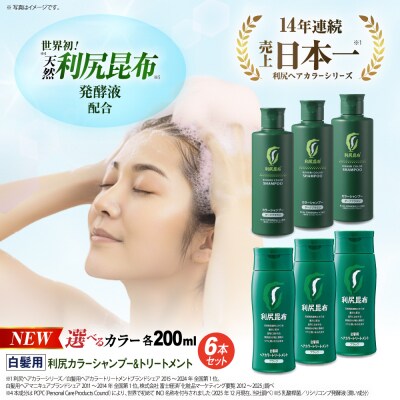 [色が選べる!6本セット]利尻カラーシャンプー+利尻ヘアカラートリートメント [AZA037]