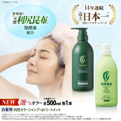 【色が選べる!2本セット】[白髪用]利尻シャンプー+ケアコンディショナー大容量サイズ[AZA071]