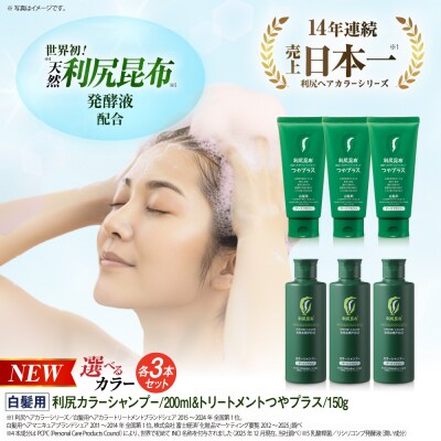 【色が選べる!6本セット】利尻カラーシャンプー+[白髪用]ヘアカラートリートメント[AZA087]