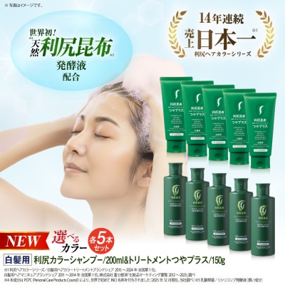 【色が選べる!10本セット】利尻カラーシャンプー+[白髪用]ヘアカラートリートメント[AZA089]