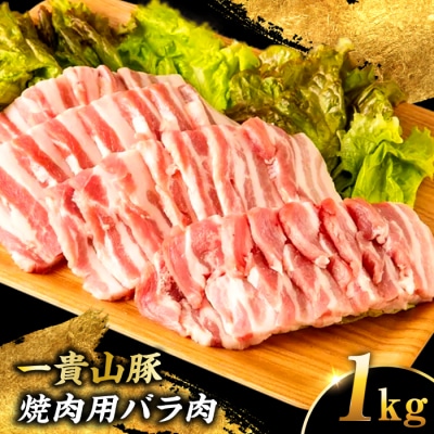 一貴山豚 焼肉用バラ肉 計1kg(250g×4p) 糸島市/いきさん牧場 豚肉 [AGB035]
