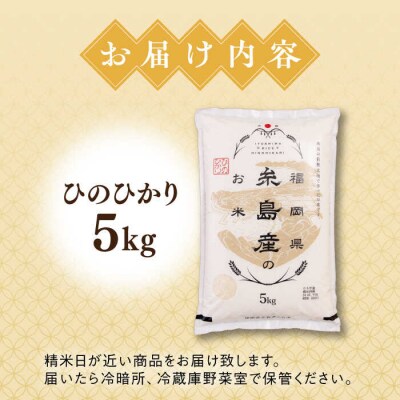 【こだわり精米】【令和6年産】 糸島産 ひのひかり 5kg 糸島市/RCF 米 [AVM002]