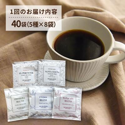 【全12回定期便】コーヒー ドリップ バッグ 40個セット(5種類 × 8個)[AQF020]