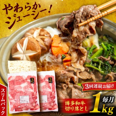 【全3回定期便】博多和牛 切り落とし 1kg (500g×2P)【幸栄物産】[ABH014] 