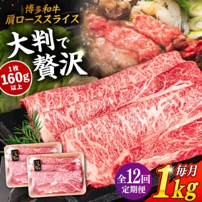 【全12回定期便】博多和牛 肩ロース スライス1kg (500g×2P)【幸栄物産】[ABH034]