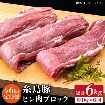 【全6回定期便】糸島産豚肉 ヒレ肉 ブロック 1kg (1本350g前後×3本)[ACA234]