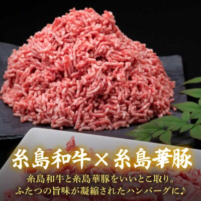 糸島和牛 糸島豚 合挽ミンチ 500g×2p 計1kg 糸島市/糸島ミートデリ工房[ACA240]