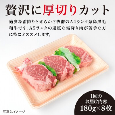 【全3回定期便】【極厚シャトーブリアン】180g×8枚 A4ランク 糸島牛 [ACA323]