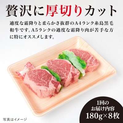 【全6回定期便】【極厚シャトーブリアン】180g×8枚 A4ランク 糸島牛 [ACA324]