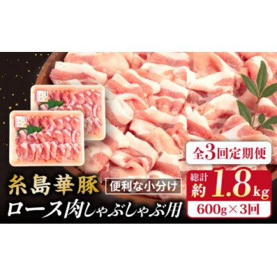 【全3回定期便】糸島 華豚 ロース 肉 スライス しゃぶしゃぶ 用 600g [ACA326]