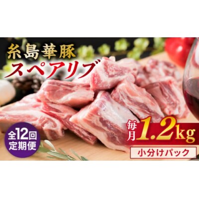 【全12回定期便】【 バーベキュー/煮込み用 】 約1.2kg 糸島華豚 スペアリブ[ACA331]
