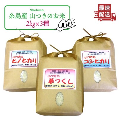 福吉産 山つきの米 3品種セット( ヒノヒカリ、夢つくし、コシヒカリ)[ABB024]