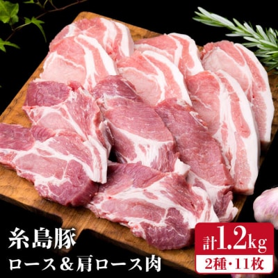 【合計11枚】とんかつ用糸島豚ロース肉約100g×6枚/肩ロース約120g×5枚[ACA228]