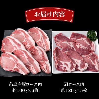 【合計11枚】とんかつ用糸島産豚肉ロース肉約100g×6枚/肩ロース約120g×5枚[ACA228]