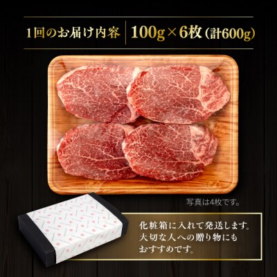 【全6回定期便】博多和牛 ヒレステーキ 600g(100g×6枚) ヒサダヤフーズ [AIA088]