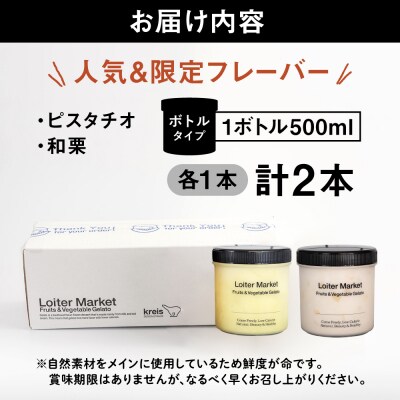 【秋冬限定】ジェラートボトル2個セット(ピスタチオ/八女抹茶/和栗)[AGD015]