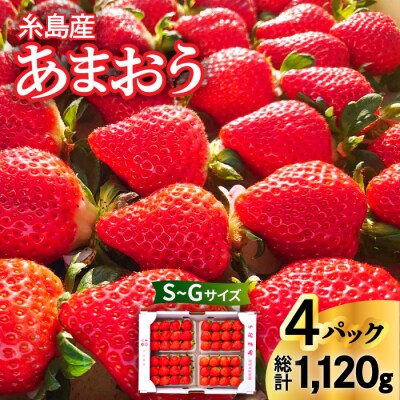 【農家直送 先行受付】 糸島産あまおう280g × 4 (Sサイズ-Gサイズ)  [AML003] 