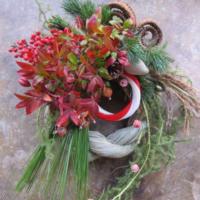 お花屋さんのしめ縄 ドライフラワー(ラージサイズ)糸島市/PLAISIR [ANC002]