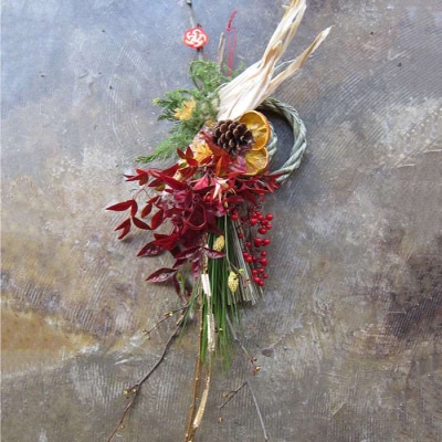 お花屋さんのしめ縄 ドライフラワー (スタンダードサイズ)糸島市/PLAISIR [ANC003]