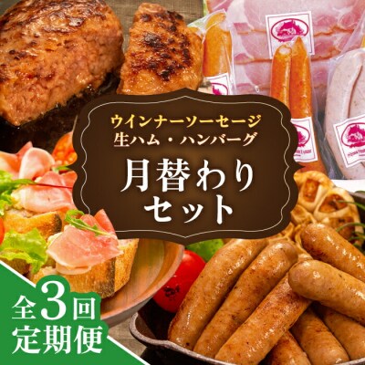 【全3回定期便】 ウインナー/ハンバーグ/ハム 月替りセット 志摩スモークハウス[AOA038]
