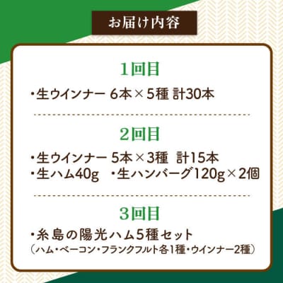 【全3回定期便】 ウインナー/ハンバーグ/ハム 月替りセット 志摩スモークハウス[AOA038]