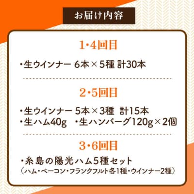 【全6回定期便】 ウインナー/ハンバーグ/ハム 月替りセット 志摩スモークハウス[AOA039]