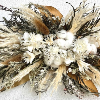 コットンのホワイトタペストリー(Sサイズ)糸島市/tokohana ドライフラワー[AOC041]