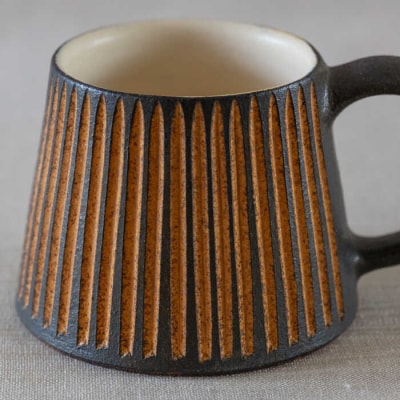 鉄釉 マグカップ(山型) 2個セット 糸島市/醇窯 やきもの コップ マグ ペア [AOE004]