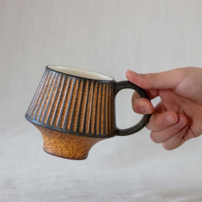 鉄釉マグカップ(マッシュルーム)2個セット 糸島市/醇窯[AOE005]