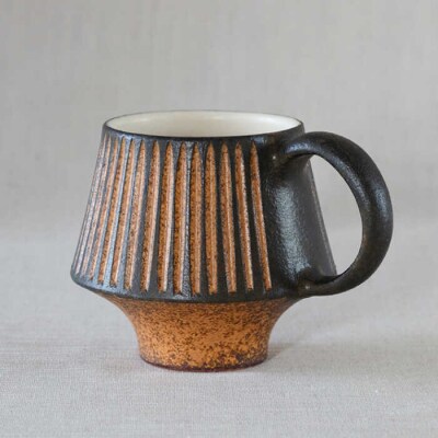 鉄釉マグカップ(マッシュルーム)2個セット 糸島市/醇窯[AOE005]