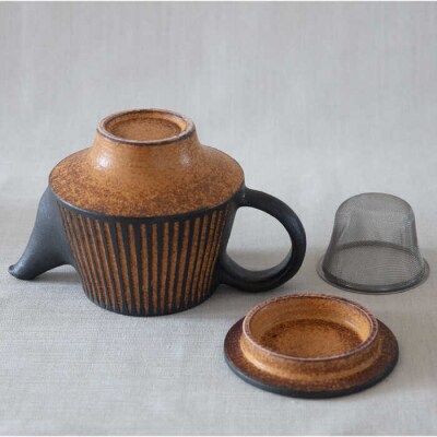 鉄釉ポットと猪口カップ2個セット 糸島市/醇窯[AOE011]