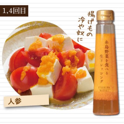 全6回定期便野菜を食べる生ドレッシング1本×3種(人参/玉葱/ルッコラレモン)[AQA036]