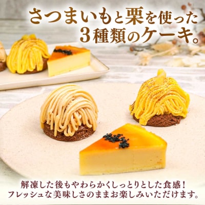 おいもチーズ/モンブラン/さつまいもモンブランケーキ3種16個 冷凍 五洋食品産業[AQD002]