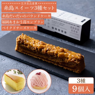 パウンド/あまおうモンブラン/ベイクドチーズケーキ3種9個 冷凍 五洋食品産業[AQD026]