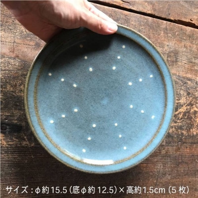 【青磁シリーズ】水玉五寸皿5枚セット うつわと手仕事の店研[ARD024]