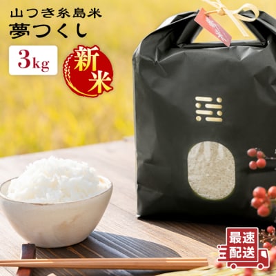 糸島で育てた山つき糸島米3kg(夢つくし) 糸島市/itoshimacco[ARJ010]