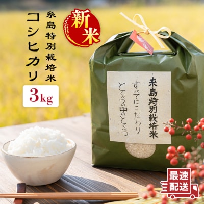 とくべつの中のとくべつ 糸島特別栽培米 3kg (コシヒカリ)itoshimacco[ARJ001]