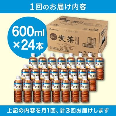 【全3回定期便】麦茶600ml×24本 スターナイン お茶 ペットボトル[ARM018]