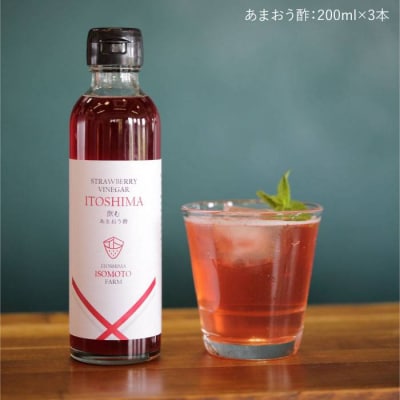 飲むあまおう酢3本セット【糸島磯本農園】いちごイチゴ苺[ATB017]