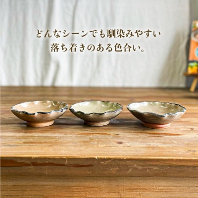 菊皿 3枚セット 糸島市 / 唐津焼 高麗窯【いとしまごころ】 焼き物 食器 [AOZ013]