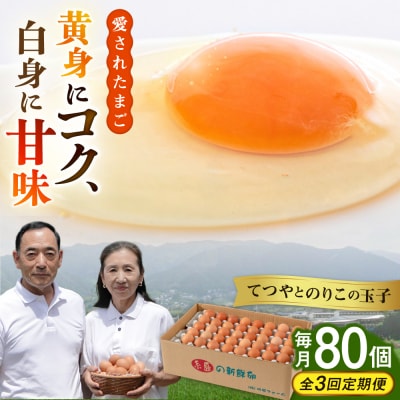 【全3回定期便】【80個×3ヶ月】黄身にコク!白身に甘み!てつやとのりこの玉子 [AWD008]