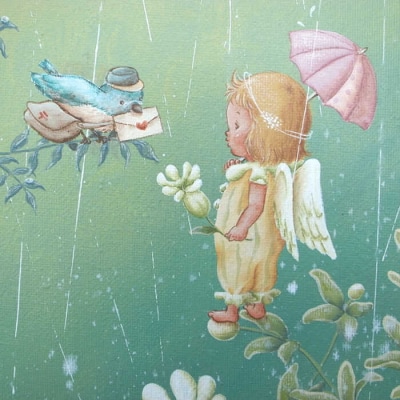 絵画「雨の日のお手紙」 糸島市/工房はーべすと アート インテリア[AYA048]