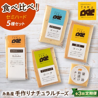 【全3回定期便】糸島産生乳100%使用手作りチーズ5種セット[AYC005]