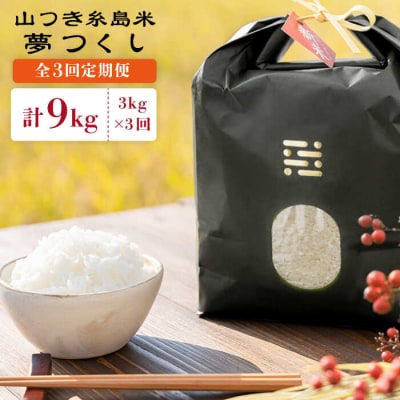 【全3回定期便】糸島で育てた山つき糸島米3kg(夢つくし)(株)やました[ARJ031]