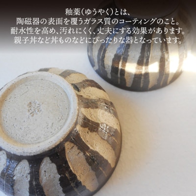 灰釉 しのぎ丼(ペア) 糸島市 / 恵水窯 陶器 食器 お椀 お皿 [AXG023]